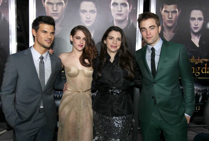 Tayloras Lautneris, Kristen Stewart, Stephenie Meyer ir Robertas Pattinsonas