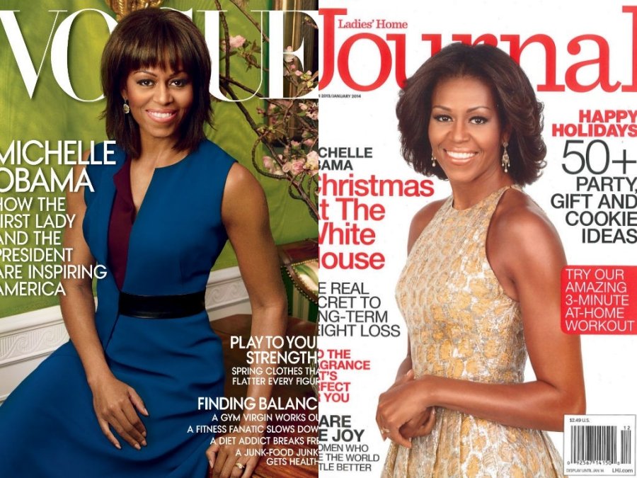 Michelle Obama (kairėje - 2013 m.