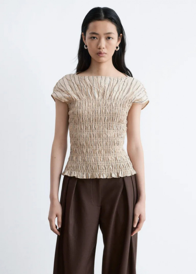Smocked Boatneck Top
