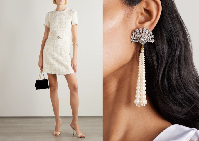 Suknelė, „Versace“, auskarai