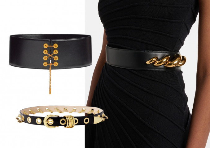 Diržai: „Schiaparelli“, „Déhanche“, „Alaia“