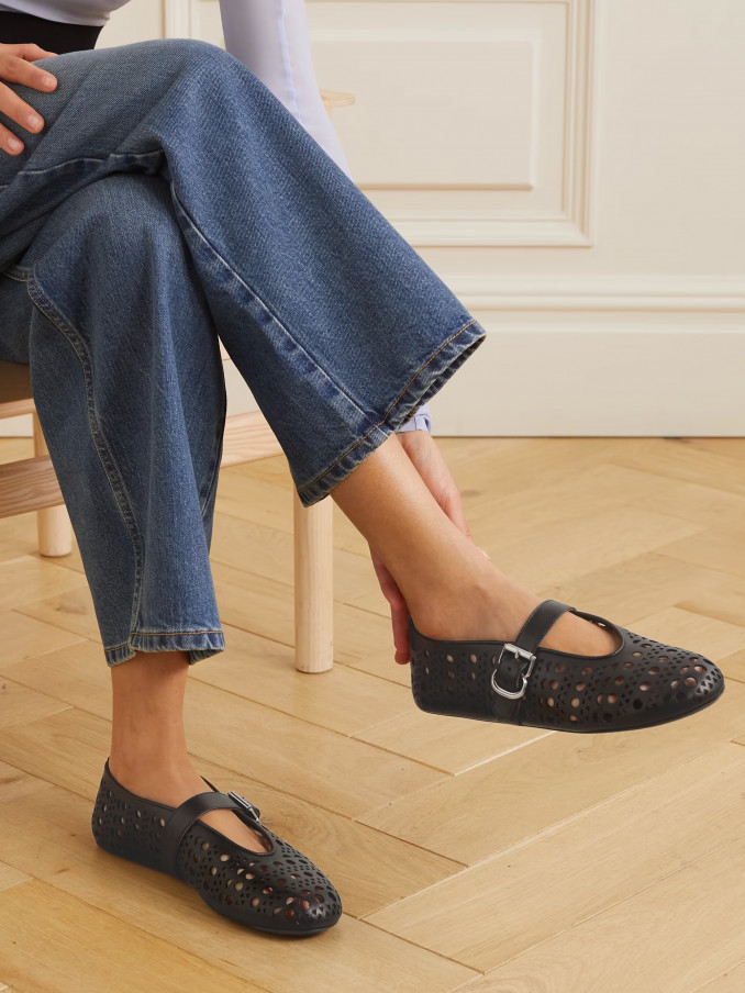 Alaia Perforated leather ballet pumps