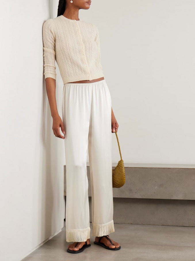 Doen Lavon fringed silk wide-leg pants