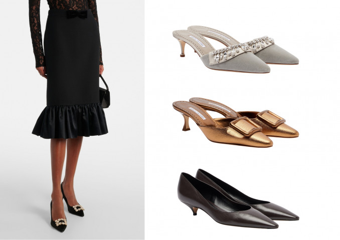 Bateliai: „Roger Vivier“, „Manolo Blahnik“, „The Row“