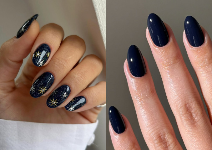 Tamsiai mėlynos spalvos nagų lakas