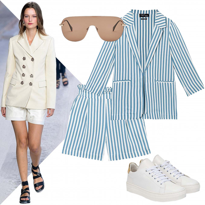 Šortai, 19,99 Eur, RESERVED, Švarkas, 22,99 Eur, RESERVED, Batai, 119 Eur, MARELLA,  Akiniai, 165 Eur, MARELLA