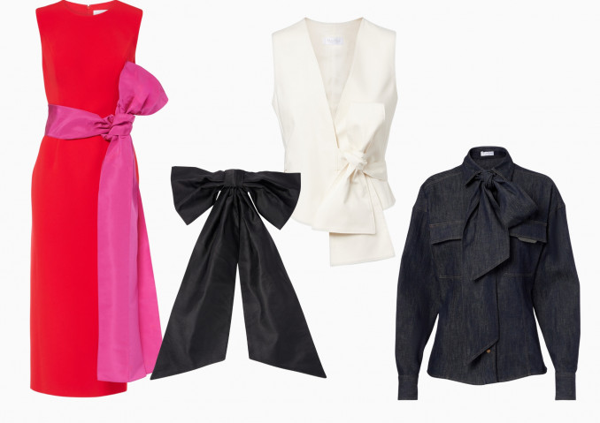 Suknelė, „Carolina Herrera“, plaukų aksesuaras, „Jennifer Behr“, liemenė, „Max Mara“, marškiniai, „Brunello Cucinelli“