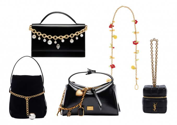 Rankinės: „McQueen“, „Prada“, „Dolce&Gabbana“, „Saint Laurent“, grandinėlė „Saint Laurent“