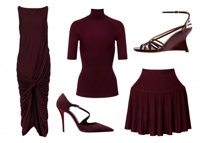 Suknelė, „Loewe“, palaidinė ir sijonas, „Alaia“, bateliai, „Christian Lounoutin“, „Zimmermann“