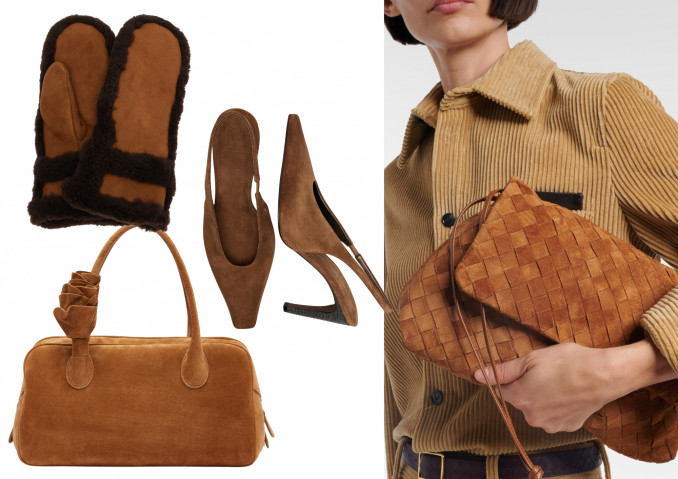 Verstos odos aksesuarai: pirštinės „Yves Salamon“, rankinės, „Magda Butrym“, „Bottega Veneta“, bateliai, „Brunello Cucinelli“